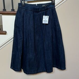 NWT Zara midi length dark denim skirt